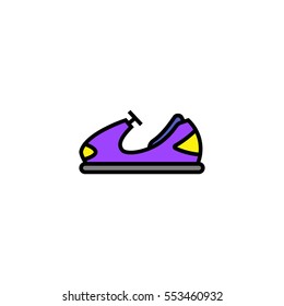 Electric bumper violet car flat line icon, amusement park, children toy car, children electric car