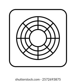 Electric burner flat line icon editable stroke vector object of cooking appliance, minimalist design for use in cooking apps, recipe websites and other design