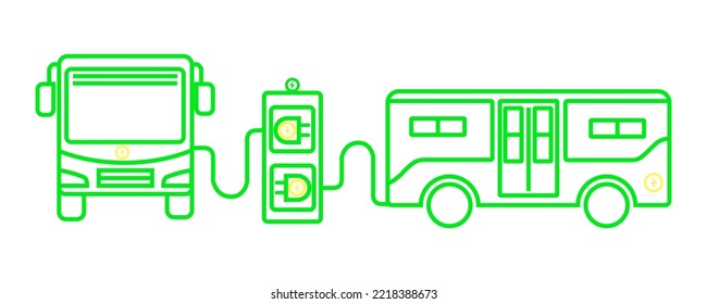 Electric bus in the charging station.