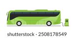 electric bus charging station eco green  technology transportation vector illustration