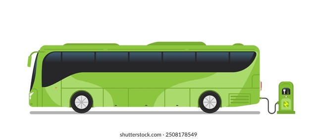 estação de carregamento de ônibus elétrico eco tecnologia verde transporte vetor ilustração