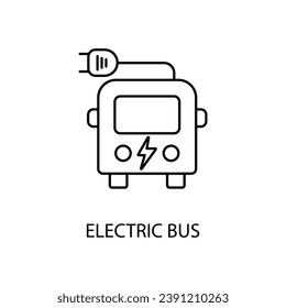 Icono de línea de concepto de bus eléctrico. Ilustración de elemento simple.Diseño de símbolos de esquema de concepto de bus eléctrico.