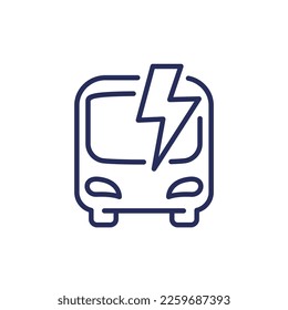 electric bus icon, clean city transport line vector