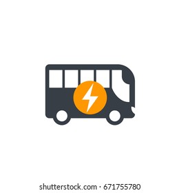 electric bus icon isolated on white