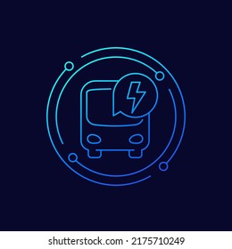 Electric Bus Icon, Linear Design