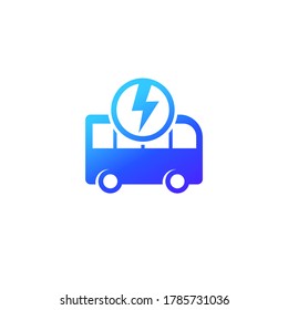 electric bus icon on white, clean transport vector