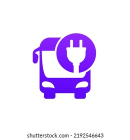 Electric Bus Icon With A Plug