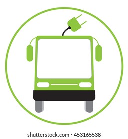 electric bus icon with plug