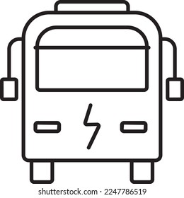 icono del bus eléctrico. Icono de línea simple en estilo plano. Ilustración vectorial con tema de tecnología sostenible. Icono de esquema detallado