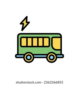 Ilustración del vector del icono del bus eléctrico 