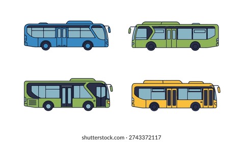 Electric Bus Line creative modern color illustration
