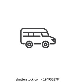 Electric Bus Line Icon. Linear Style Sign For Mobile Concept And Web Design. School Bus Outline Vector Icon. Symbol, Logo Illustration. Vector Graphics