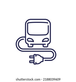 electric bus line icon with a plug