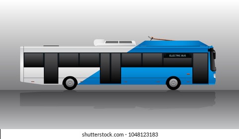 Electric bus with pantograth. Two-color design. Vector illustration EPS 10