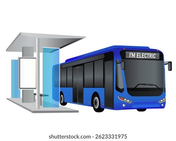 Autobús eléctrico estacionado en la parada de autobús 