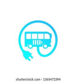 Electric Bus With Plug Vector Icon