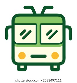 Electric bus symbol representing sustainable urban transportation and clean energy isolated vector illustration