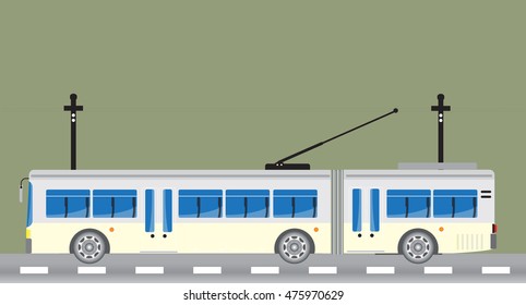 Electric bus and Trailer or Trolley bus Vector Illustration