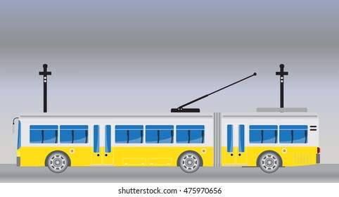 Electric bus and Trailer or Trolley bus Vector Illustration