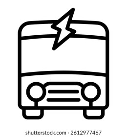 Electric Bus Vector Line Icon Design