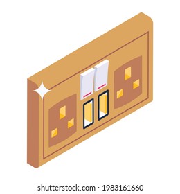 Icono de botones eléctricos en diseño isométrico, estilo vectorial de la centralita eléctrica