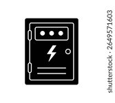 Electric cabinet black vector icon and symbol design on a white background