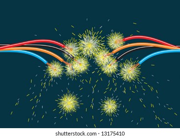 Electric cable burst, vector illustration with layers.