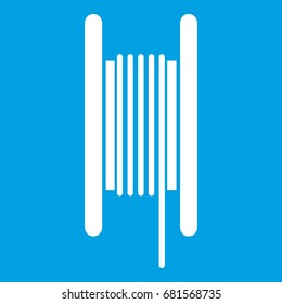 Electric cable in coil icon white isolated on blue background vector illustration