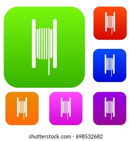 Electric cable in coil set icon in different colors isolated vector illustration. Premium collection