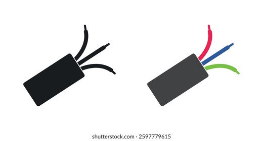 Electric cable colored icon set. Stock Vector