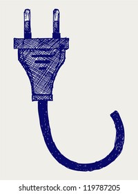 Electric cable. Doodle style