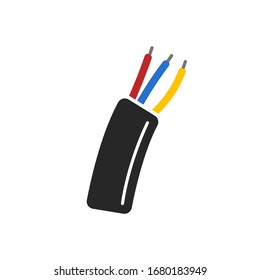 Electric cable icon in flat style. vector illustration.