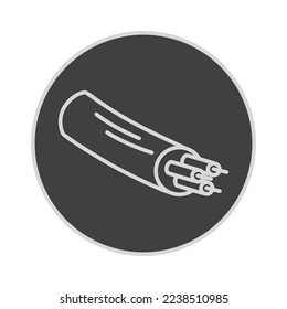 electric cable icon, optical fiber, communication connection, thin line symbol on gray background- editable stroke vector illustration eps10.