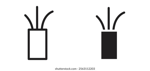 Electric cable icons in black line and filled versions