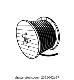 Cable eléctrico sobre fondo blanco. El alambre de cobre es el conductor eléctrico de la sociedad urbana.