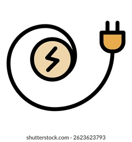 Electric cable plug icon. Outline electric cable plug vector icon color flat isolated