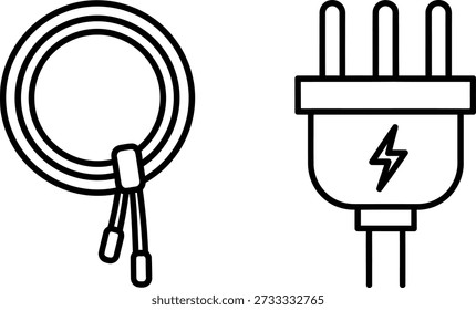 Electric cable and plug illustration