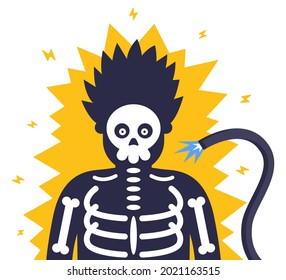 electric cable shocked a person. flat vector illustration.