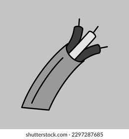 Electric cable vector grayscale icon. Construction, repair and building. Graph symbol for your web site design, logo, app, UI