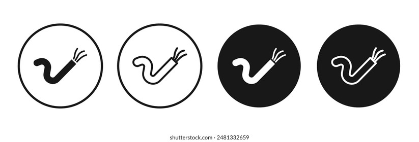Electric cable vector icon set black filled and outlined style.