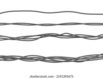 Electric cables. Realistic electric industrial wires. Vector illustration.