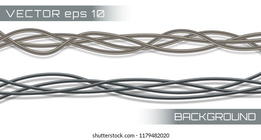 Electric cables.Realistic electrical gray industrial wires. Wire connection, cable electric power, connect electricity illustration.