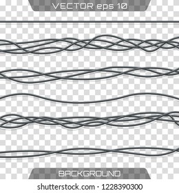 Electric cables.Realistic electrical gray industrial wires. Wire connection, cable electric power, connect electricity illustration.