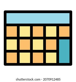 Electric calculator icon. Outline electric calculator vector icon color flat isolated