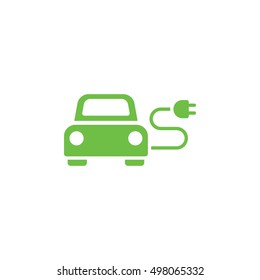 electric car automobile eco automobile green simple icon on white background