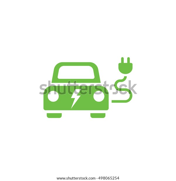 electric car automobile eco automobile green\
simple icon on white\
background