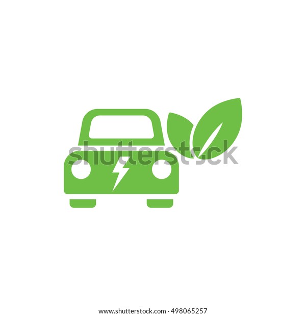 electric car automobile eco automobile green\
simple icon on white\
background