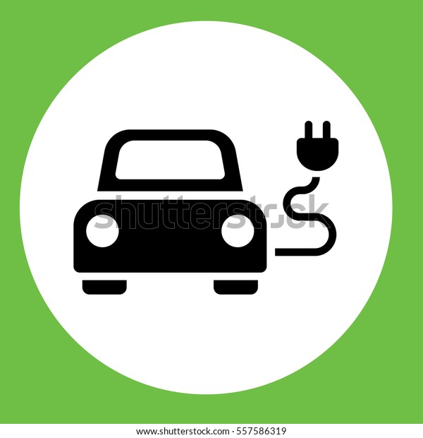 electric car automobile eco automobile green\
simple icon in circle