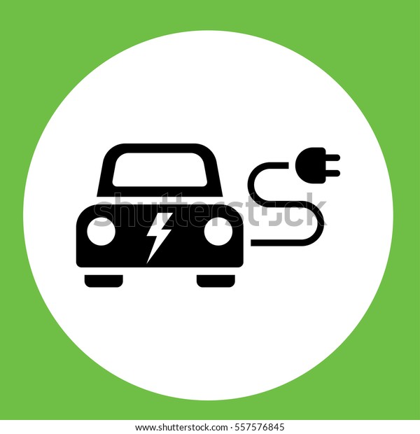 electric car automobile eco automobile icon simple\
black in white circle
