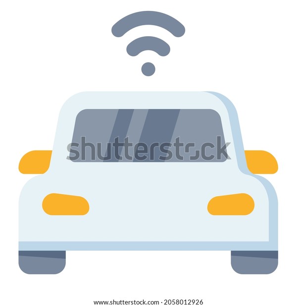 electric car autonomous single isolated icon with\
flat style